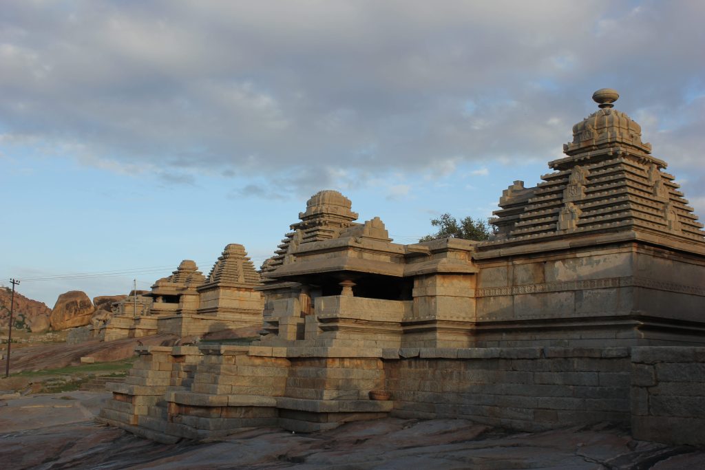Hemakuta Hill temples at sunset, Hampi